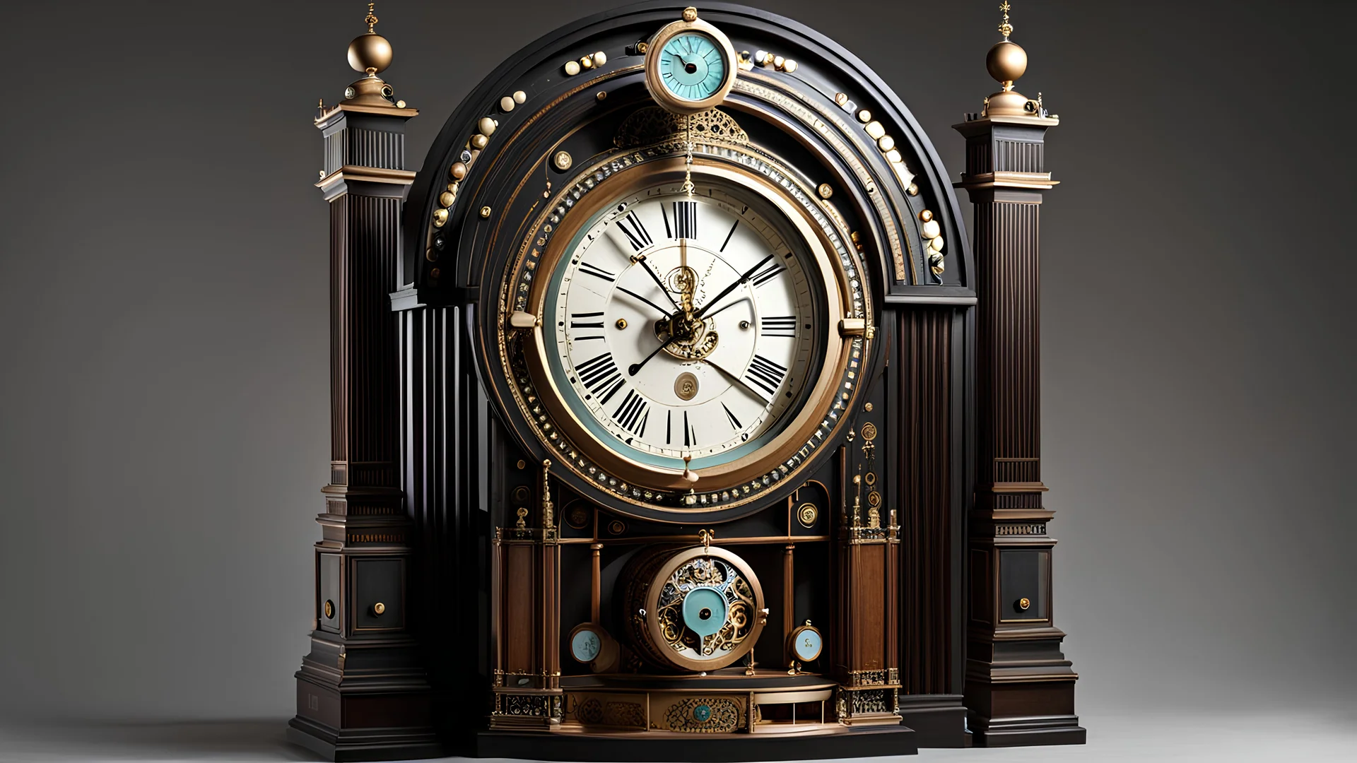 An Atompunk grandfather clock, zeolite