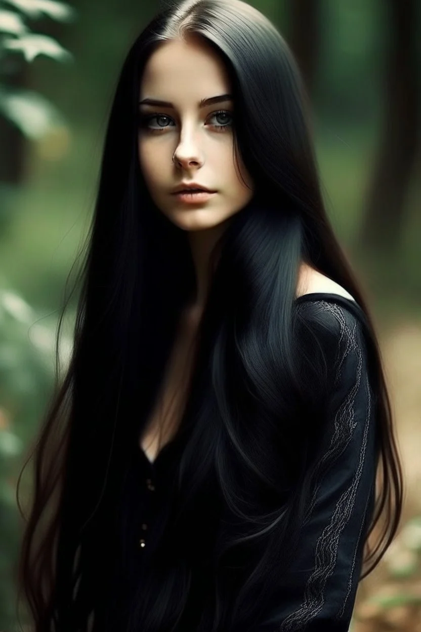 Beautiful girl, long black hair, natural, sexy