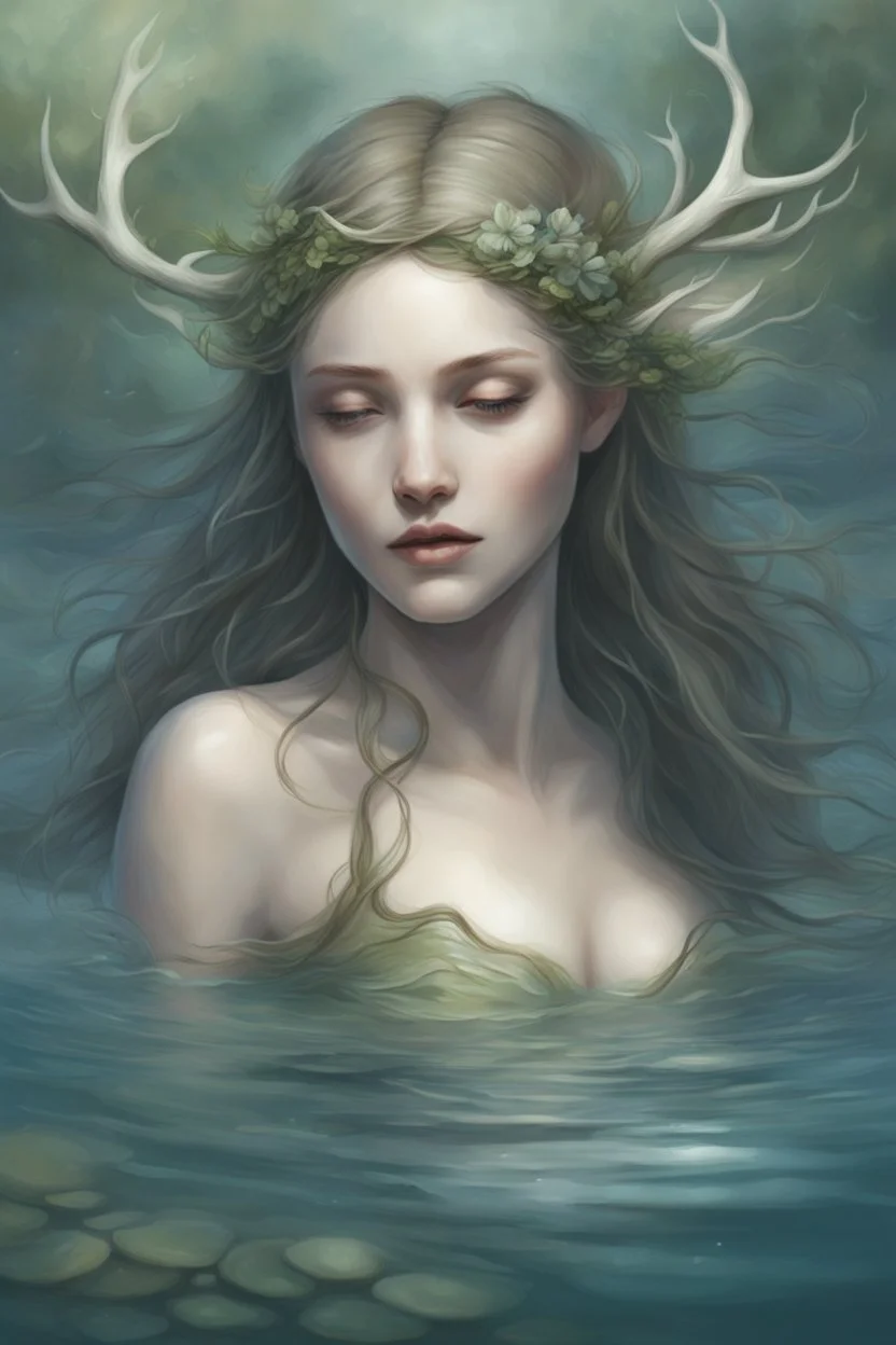 With a deep breath, dearie Fiona let herself be embraced by the water's embrace, her form becoming one with its liquid embrace. The feeling was ethereal, as if the lake itself was a conduit to another realm. She glided with a fluid grace, her movements a reflection of the dance she and Deery had shared in the forest. As the water enveloped her, Fiona's hair fanned out like strands of moonlit silver, creating an otherworldly halo around her. Her skin seemed to shimmer with a natural radiance