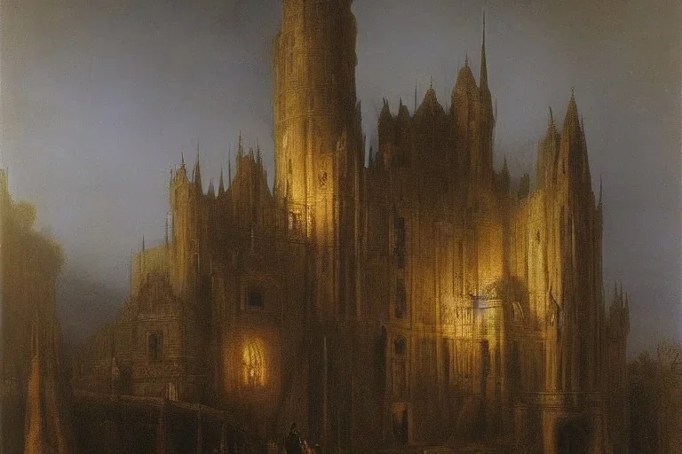 Futuristic gothic castle by Rembrandt