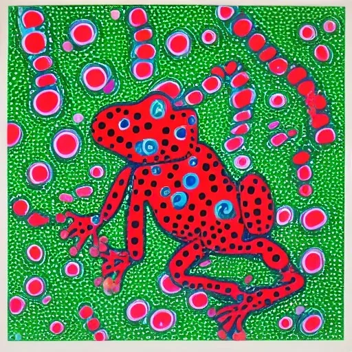 frog on horse by Yayoi Kusama