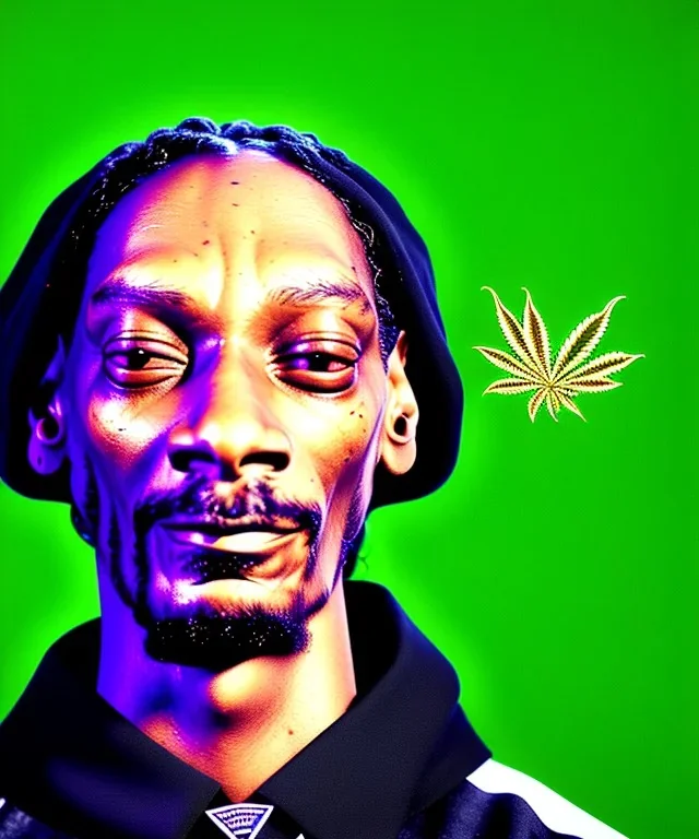 Snoop Dogg, smoke weed, dollars, weed background, hyper realistic