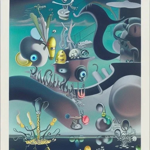 microcosm with planktonic kaiju by yves tanguy and dr seuss