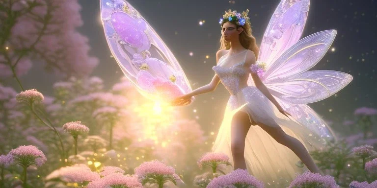 crystal subtle flower in a galactic ambiance beautiful fairy, transparent, delicate colors, in the foreground, full of details, smooth，soft light atmosphere, light effect，vaporwave colorful, concept art, smooth, extremely sharp detail, finely tuned detail, ultra high definition, 8 k, unreal engine 5, ultra sharp focus