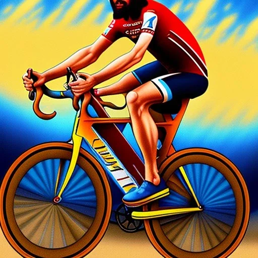 Portrait Jésus faisant du vélo, tour de France, maillot cycliste, passe ligne d arrivée