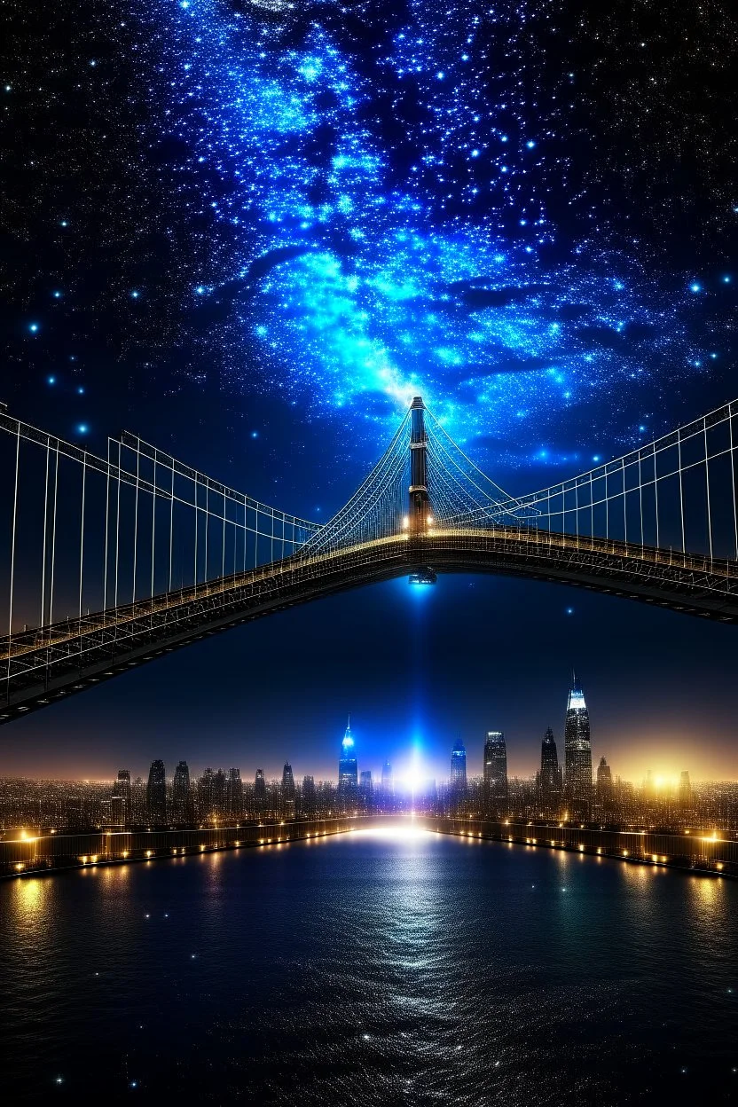 Create New York City in the Galaxy floating and the City are connected with bridges