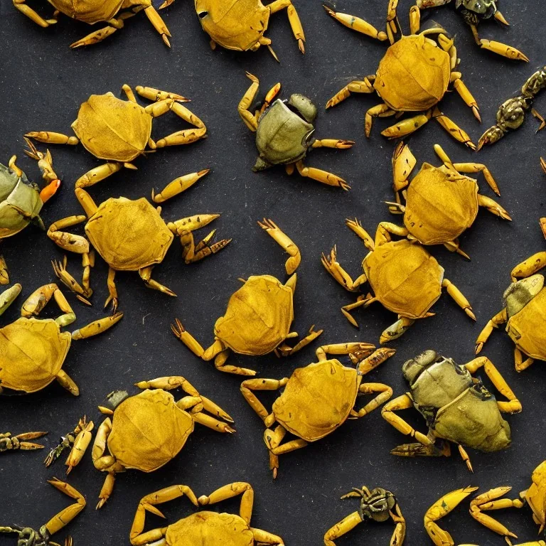 photo de crabes jaunes avec yux de mante religieuse