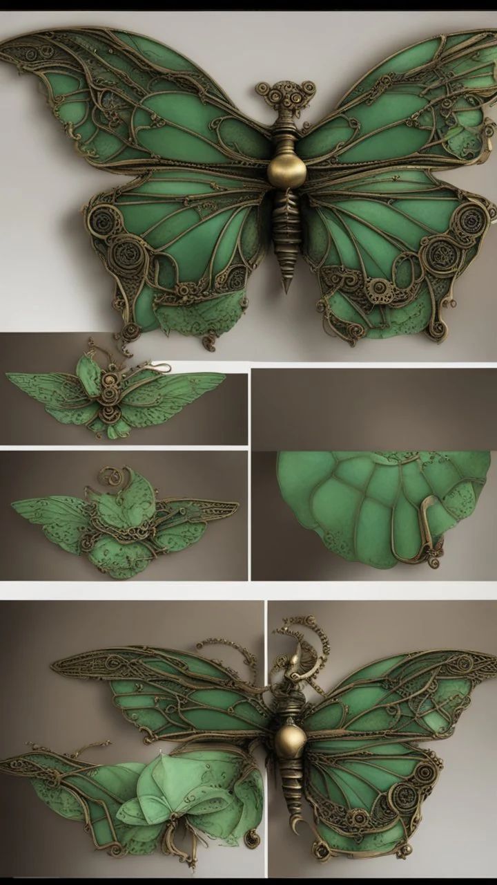 metal steampunk green moth wings