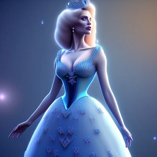 Middle-aged princess in blue dress, 4k, high quality