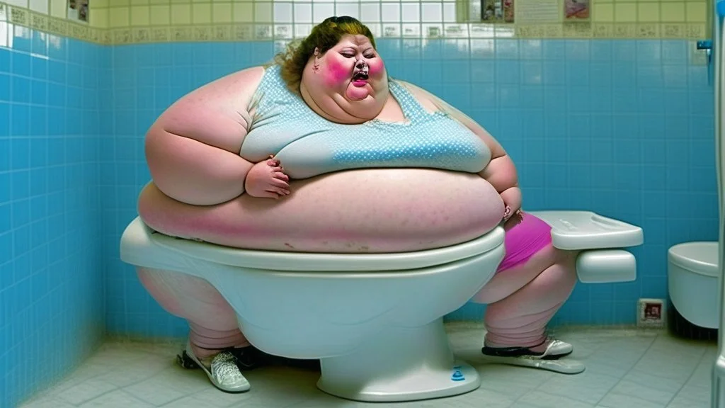 fat lady sits on and breaks toilet