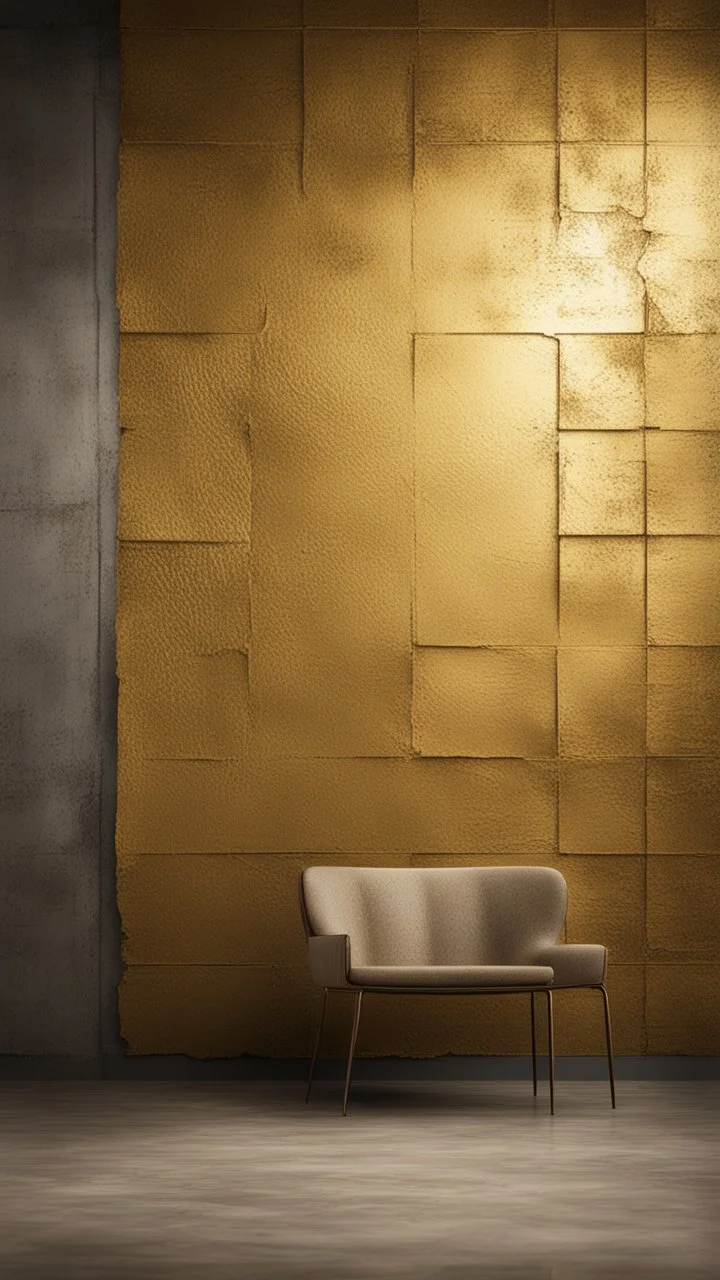 Hyper Realistic grungy-glowing-golden-blocked-wall textured room