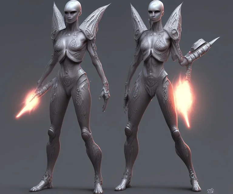 full body alien warrior female