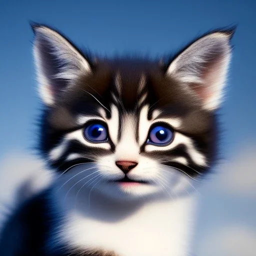 small Kitten, cute big circular reflective eyes, closeup portraitm frontal view, Pixar studio movie style, unreal engine cinematic smooth, intricate detail, cinematic