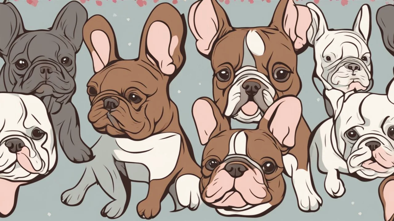 Cartoon French bulldog face