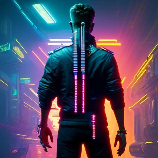 cyberpunk 2099 blade runner 2049 neon dynamic lighting, 8k Quiality naïve art retroism serene space