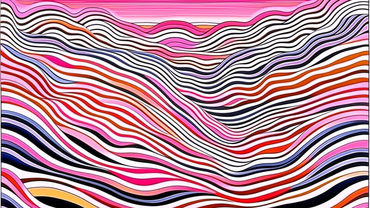 Cosmic waves of grain; surrealism, optical art; Ilya Bolotowsky; salmon to pastel pink to white grdient