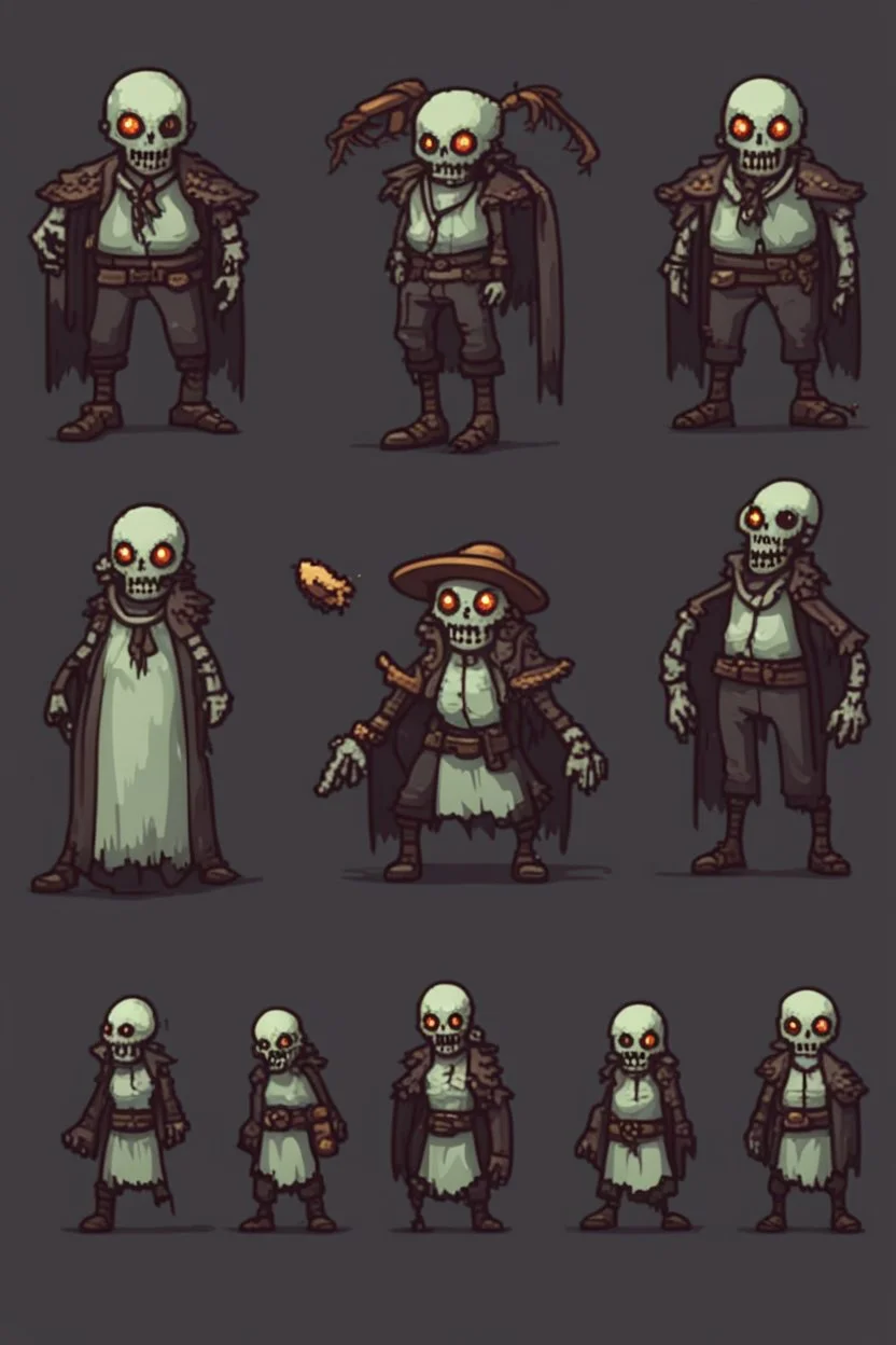 cute pixel undead soul sprite sheet for animation (idle, run, jump movement)