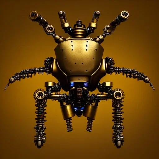 steampunk cybernetic biomechanical robotic bug of death, symmetrical, front facing, 3d model, very coherent symmetrical artwork, unreal engine realistic render, 8 k, micro detail, gold and steel intricate, elegant, highly detailed, digital painting, artstation, smooth, sharp focus, illustration, artgerm, tomasz alen kopera, wlop, unreal engine