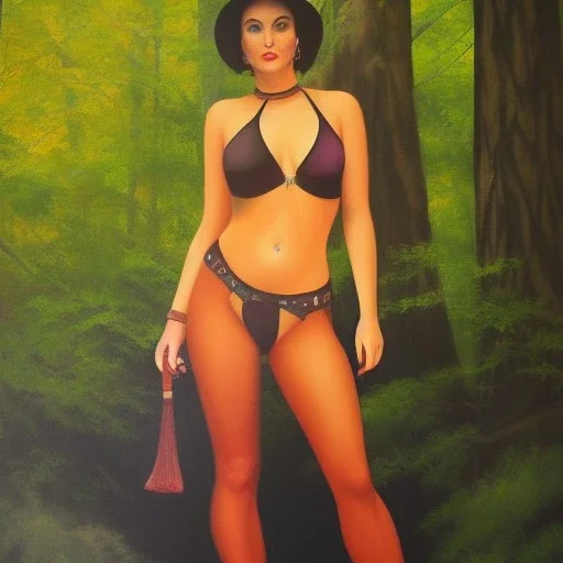 Full body portrait, painting, medium shot lady Forestpunk