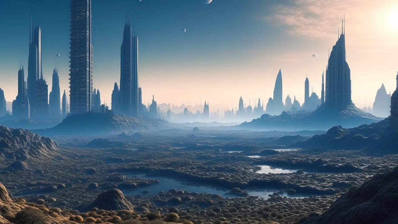 alien landscape and city