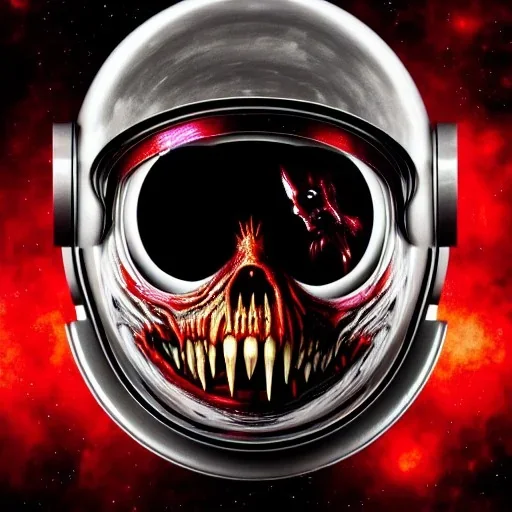 Highly detailed stunning image of undead scary evil zombie astronaut with iridescent blood red space suit,missing helmet face shield, dark fantasy,basil Wolverton,horror,evil, murderous,haunting,scary intricate details, cinematic, 8k, ultrarealistic, unreal engine,Norman Rockwell style, HR Giger style