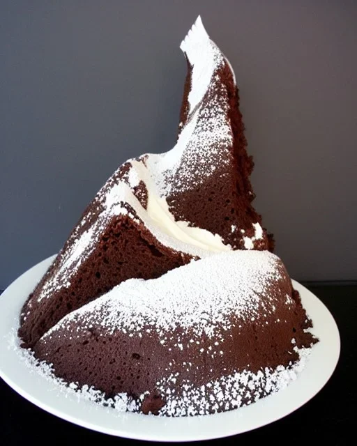 Matterhorn model made of chocolate cake and cream