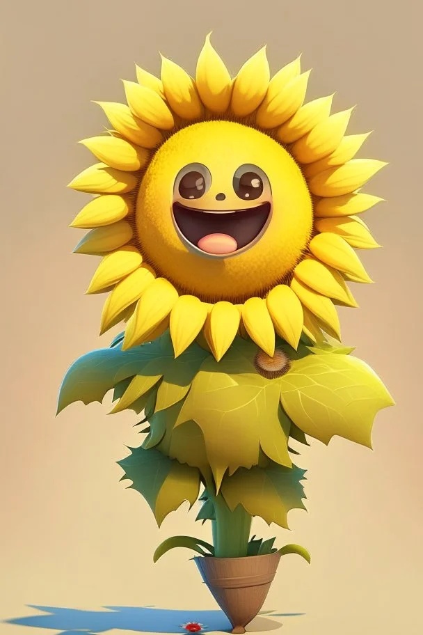 cheery and cute sunflower avatar full body