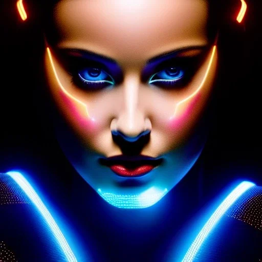 Ultra detailed fullbody Portrait in oil on canvas of beautiful busty female from Tron legacy,tron legacy light cycle,extremely detailed digital painting, extremely detailed face,crystal clear Big eyes, mystical colors ,perfectly centered image, perfect composition, rim light, beautiful lighting,masterpiece,8k, stunning scene, raytracing, anatomically correct, in the style of Ohrai Noriyoshi and robert and howard and Ken Kelley and Simon Bisley and tomzj1