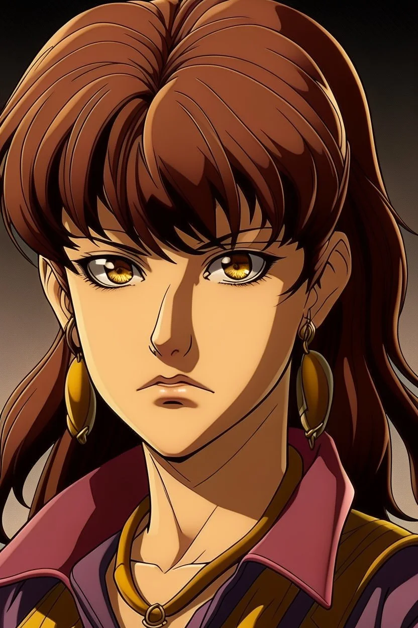 jojos style brown mullet bangs japanese vampire girl character