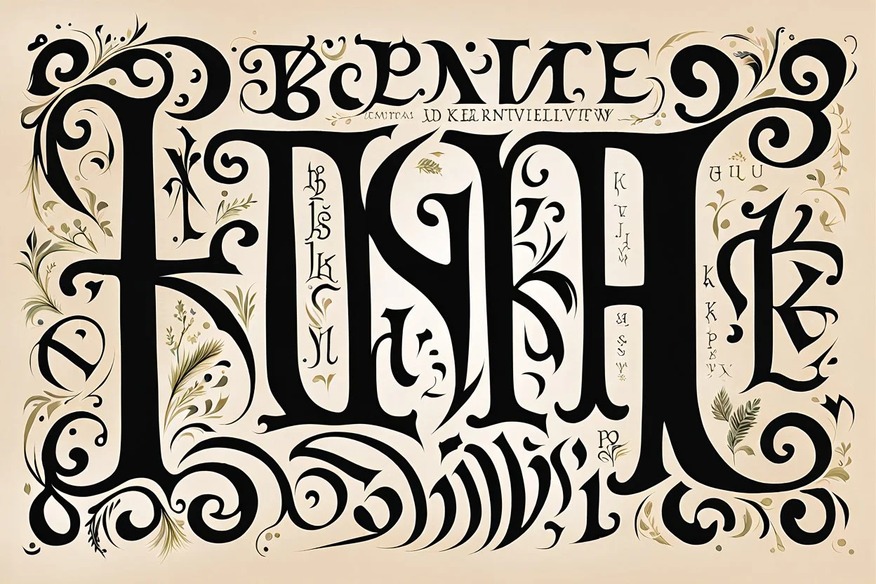 new hand painted blackletter font sample of the alphabet