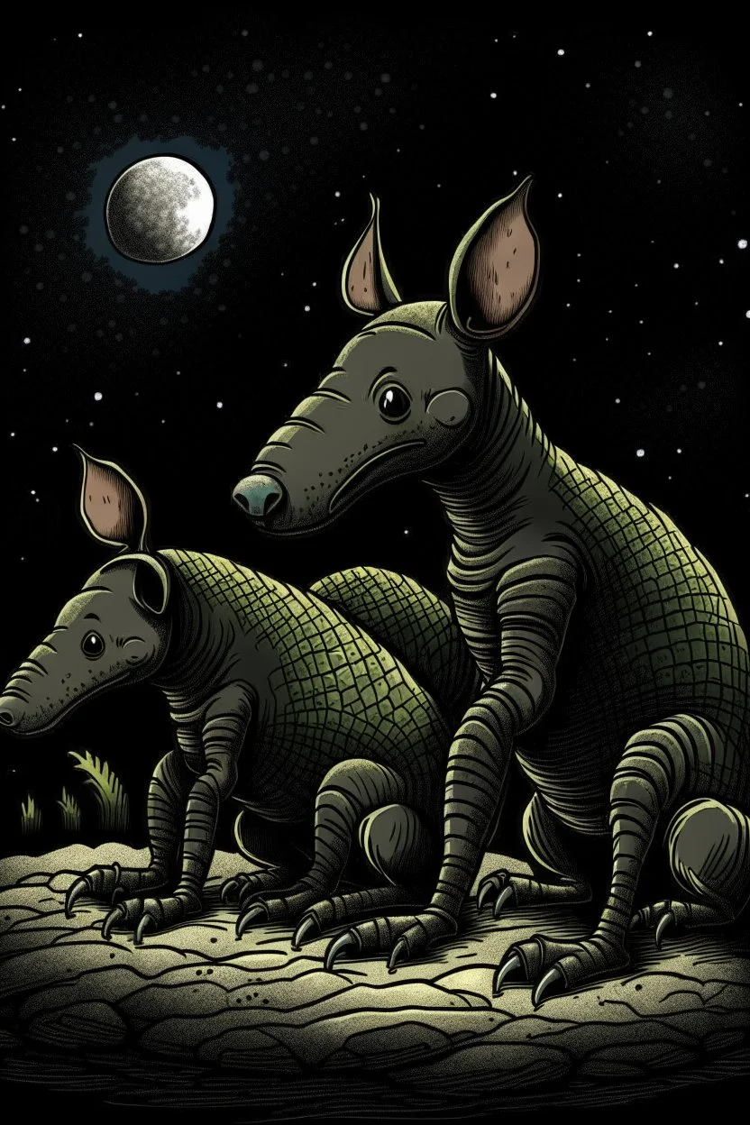 Prompt: real Aardvarks sit comfortably on the dark side of the moon