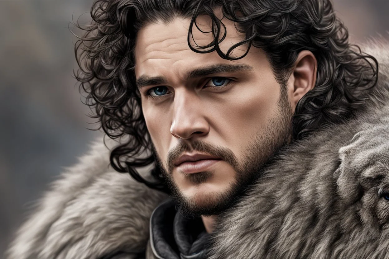 Kit Harington skich Oil anime artstyle , king of the north them, intricate details, highly detailed, high details, detailed portrait, masterpiece,ultra detailed, ultra quality