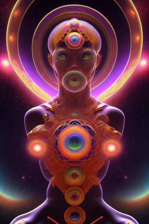 meditation, third eye, universe, fourth dimension, fractal, realistic, 8k, high quality, extreme detail, symmetrical, chakra, human