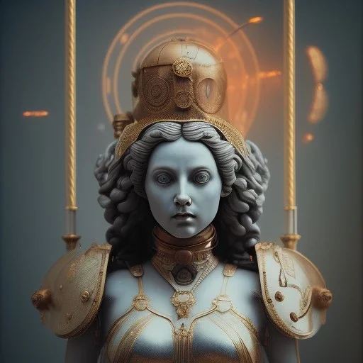 a greek marmor statue of athena, steam punk, scary, horror, realistic, made in octane, cinematic, movie, CGI, ultra-realistic, extremely detailed octane rendering, 8K, VRAY Super Real ar 2:3, dof photorealistic futuristic 50mm lens hard lighting dark gray tintype photograph, realistic lighting, sephia colors