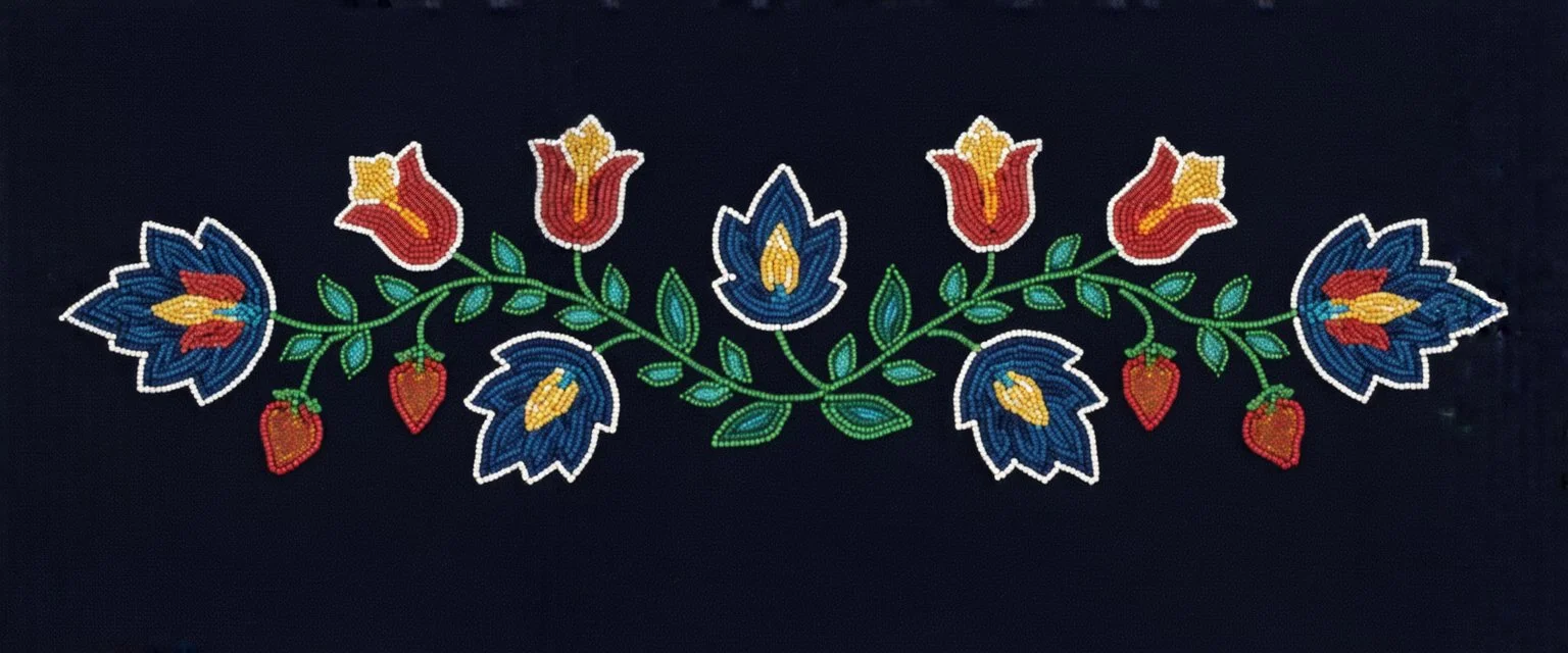 beaded flowers and leaves