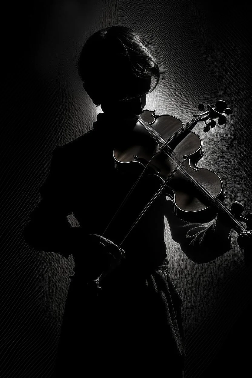 A dark shadow with a violin, controlling the souls of people
