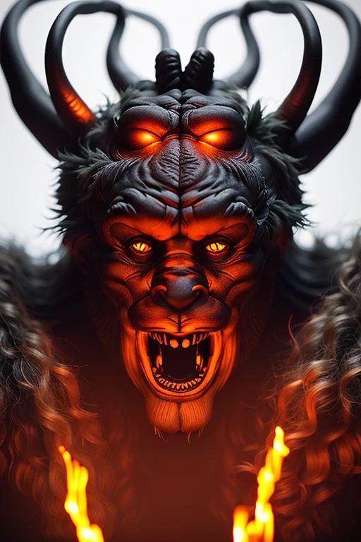 Krampus,high definition, ultra 8 k, volumetric lighting, blue fire