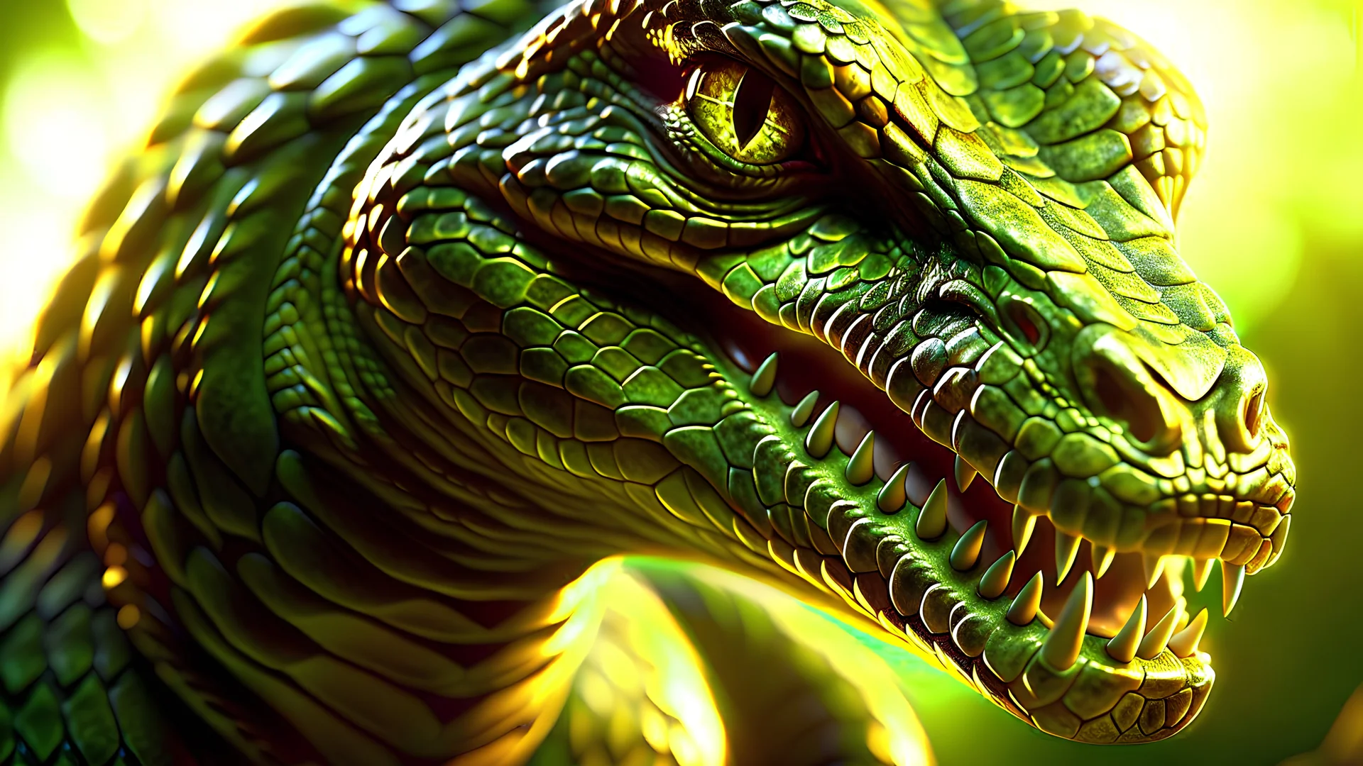 angry green anaconda facing fierce dragon, intricately detailed faces, close shot, professional photography, a breathtaking background, natural environment, cinematic side light, shot on DSLR 64 megapixels sharp focus, canon lens, realistic, concept art, 16k resolution