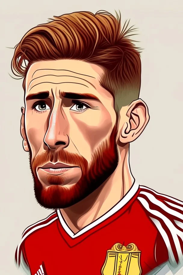 Sergio Ramos Spanish soccer player cartoon 2d