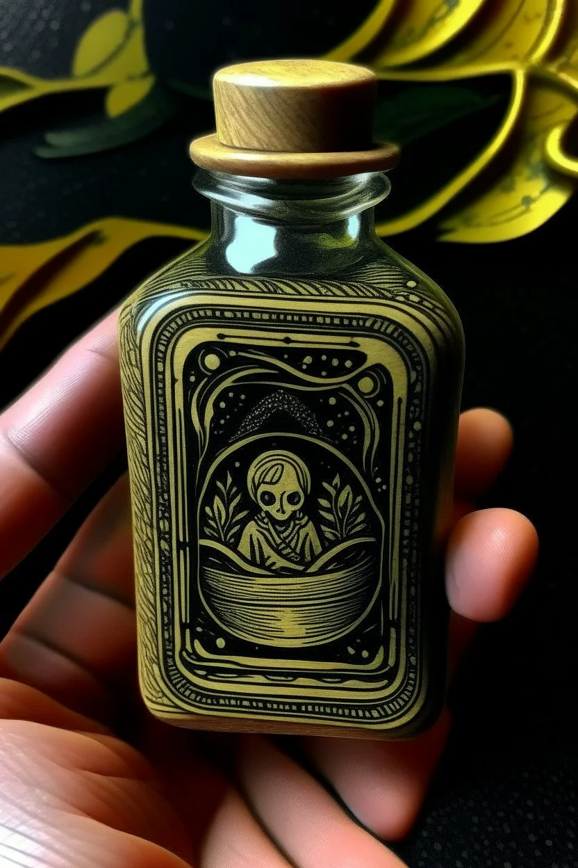 Linocut potion to provide confidence and optimism