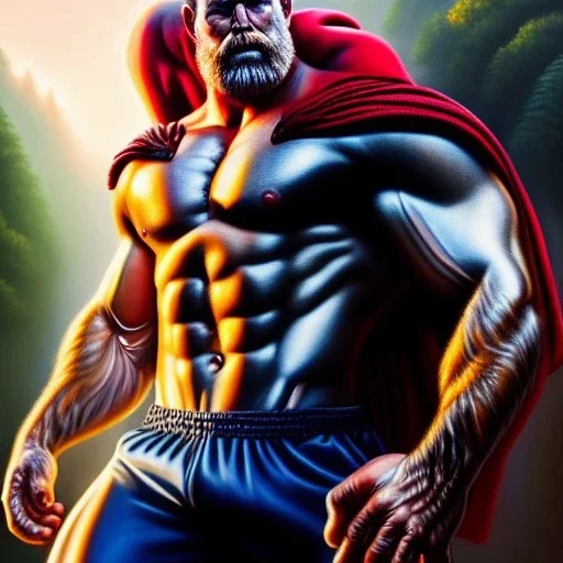 Ultra detailed fullbody Portrait in oil on canvas of Trunks merges with Thor ,extremely detailed digital painting,extremely detailed face,crystal clear Big eyes, mystical colors ,perfectly centered image, perfect composition, rim light, beautiful lighting,masterpiece,8k, stunning scene, raytracing, anatomically correct, in the style of Wizyakuza and robert e howard and InHyuk Lee and Ohrai Noriyoshi and Simon Bisley.