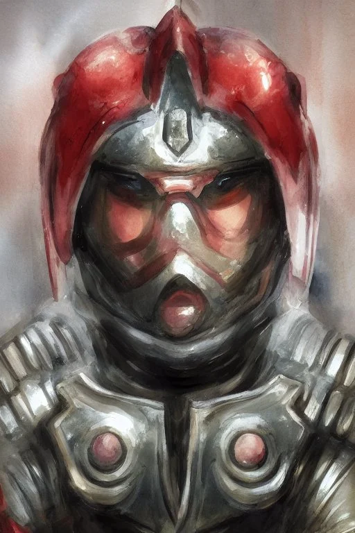 paladin, close helmet, armour, crimson, digital art, fantasy, watercolour, large strokes