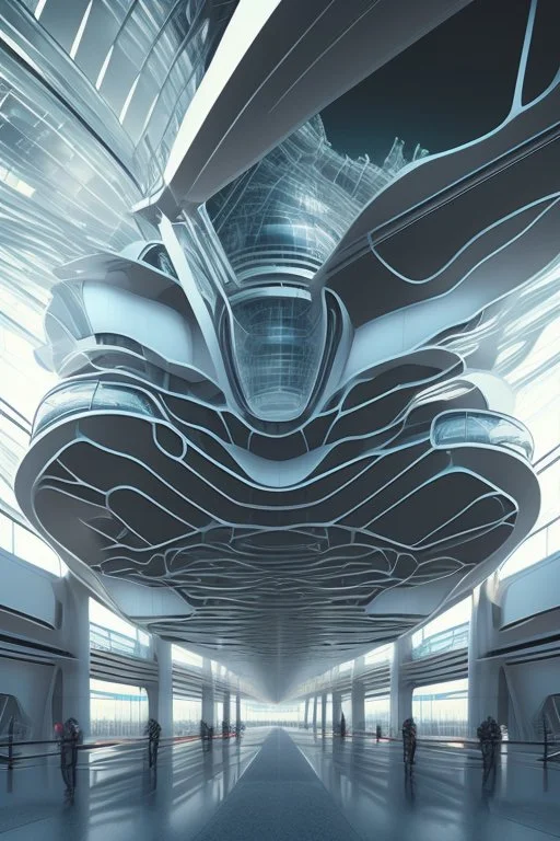 modern futuristic architectural structures of Airport in 2100