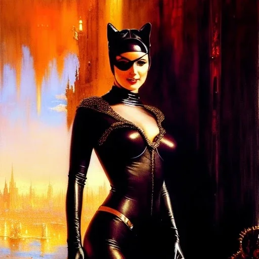 Drawing of beautiful face,'beautiful booty,Busty CAtWoman',intense stare, ancient skintight armor, balanciaga fashion clothe painting by gaston bussiere, greg rutkowski, yoji shinkawa, yoshitaka amano, tsutomu nihei, donato giancola, tim hildebrandt, Oil on canvas, cinematic composition, extreme detail,fit full head inside picture,16k