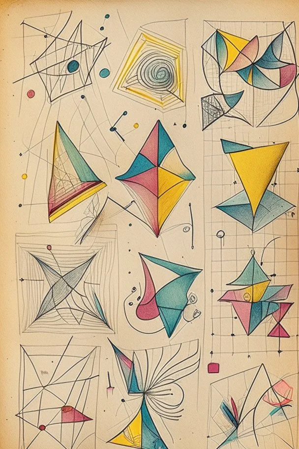 Detailed Kandinsky squares with Sketchy pencil outlines