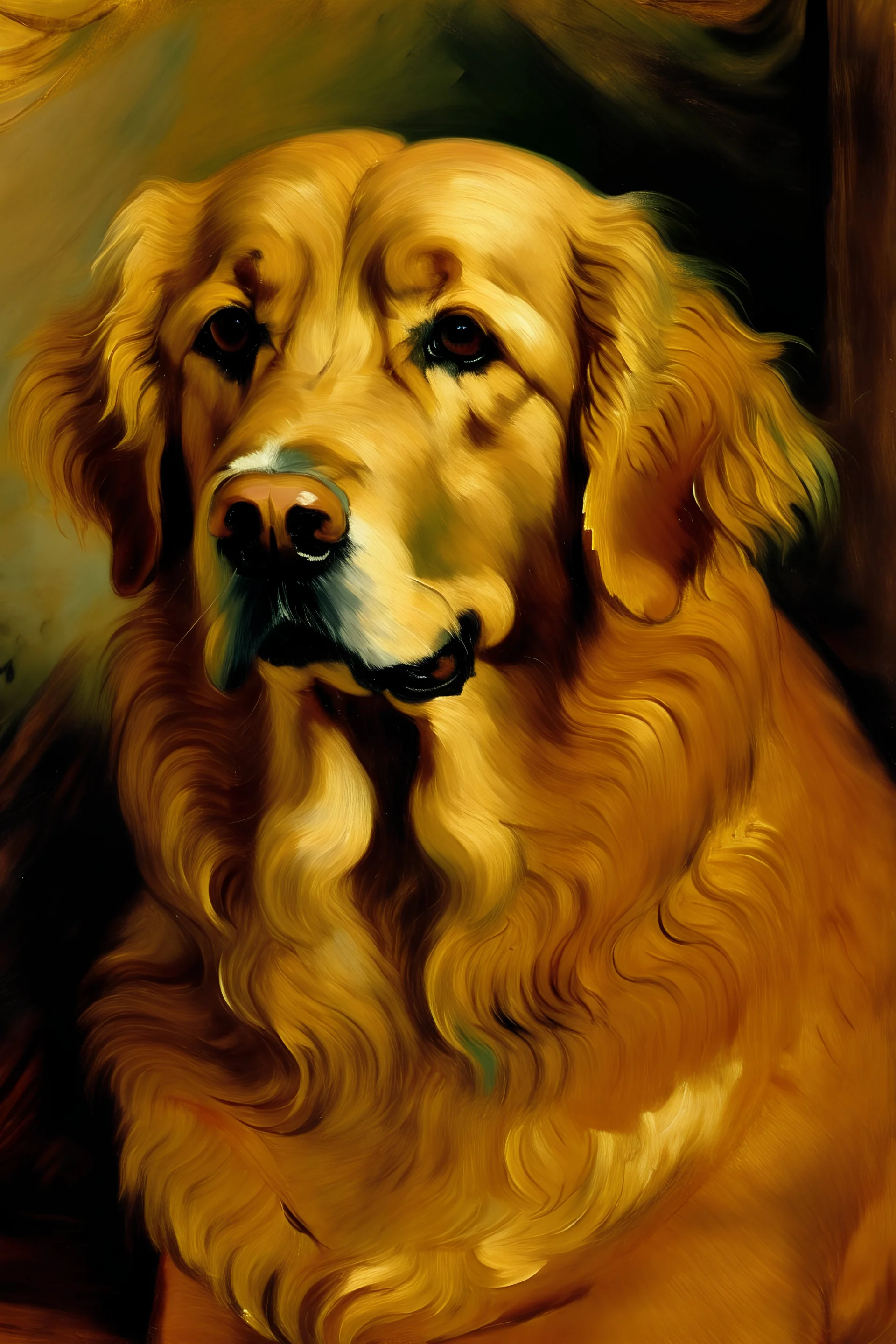 Portrait of a Golden Retriever by Van Gogh