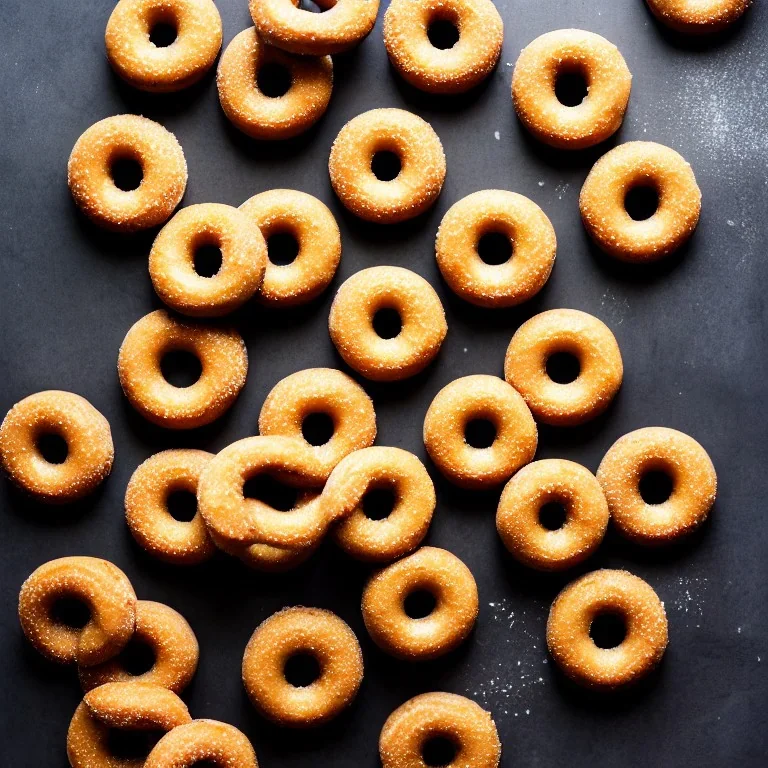 Olive green donuts on a black table