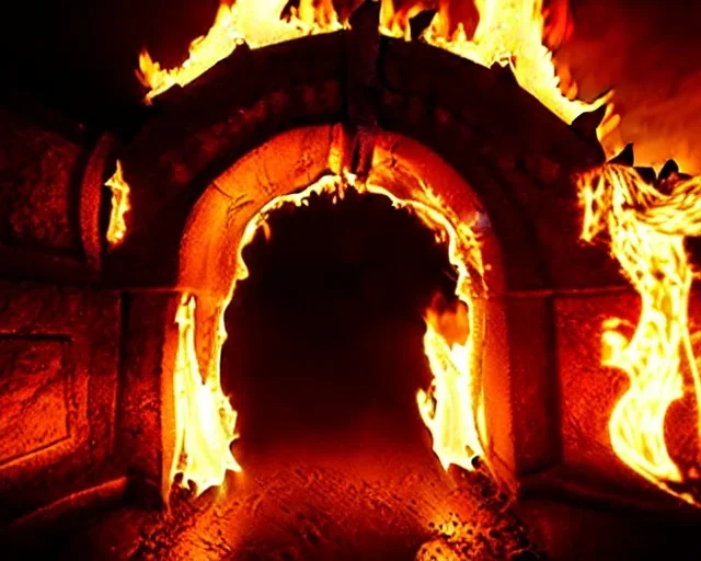 gates of hell with fire