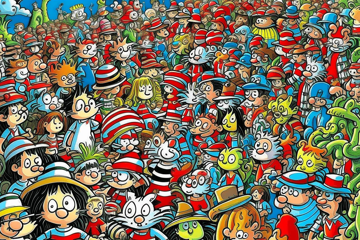 where's Wally type of image but istead of Wally it's a cat.