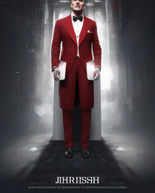 Create a compelling image featuring a man in a red suit with a dapper expression against a white background. Specify a hand-drawn style with bold strokes, emphasizing the meaning of the subject. full head. Ensure the composition captures the essence of elegant expression, creating a visually striking and impactful scene through the use of hand-drawn strokes.